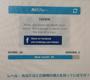 色覚テストの結果画面