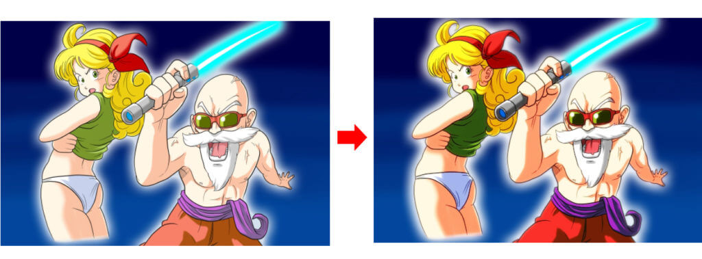 色調を変えたイラストの比較
