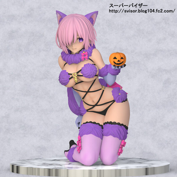 猫耳のキャラクターのフィギュア