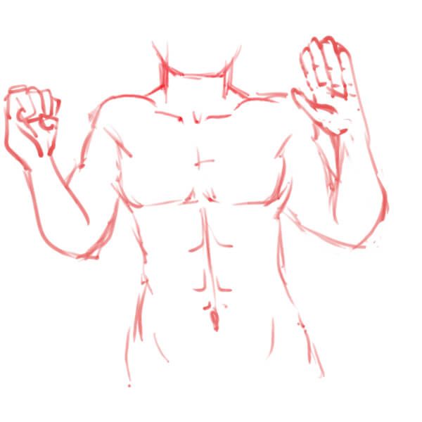 上半身の筋肉の描き方の添削