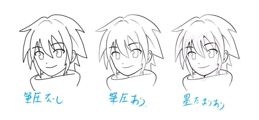 顔の線画の描き比べ